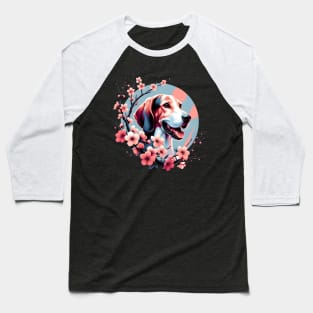 Treeing Walker Coonhound Joy in Spring Cherry Blossoms Baseball T-Shirt